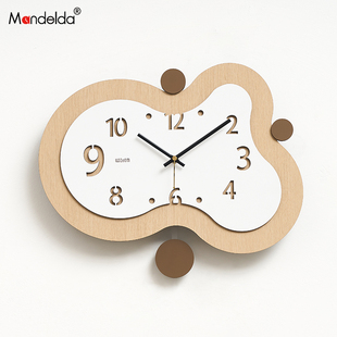Mandelda免打孔钟表挂钟客厅现代简约餐厅艺术时尚创意时钟挂墙