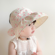 儿童防晒帽夏季婴儿防紫外线空顶薄夏款女宝宝遮阳帽子女童太阳帽