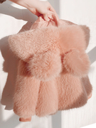 女童冬季毛毛衣儿童公主洋气外套宝宝冬装加厚加绒仿皮草棉服棉衣