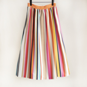 特一繁一简复古赫本范，彩色条纹褶裥蓬蓬，伞裙迷笛中长半裙