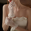 wg076法式白色超仙短款蕾丝荷叶，花边婚礼服晚宴写真新娘婚纱手套