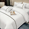 酒店宾馆床上用品四件套民宿，纯白色被套床单布草非全棉，纯棉三件套