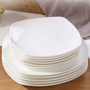 景德镇盘子菜盘套装家用日式纯白色骨瓷方形碟子炒菜盘子陶瓷