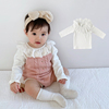 韩版春装婴儿t恤女童长袖蕾丝，花边领打底衫，宝宝纯棉磨毛百搭上衣