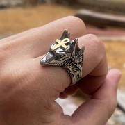 朋克风希腊神话阿努比斯钛钢戒指高级感嘻哈防身不掉色霸气中指环