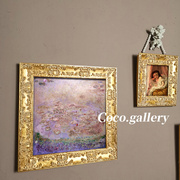 可画廊莫奈紫色睡莲，复古小众美式轻奢背景墙装饰画油画摆件
