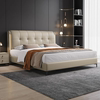 林氏木业床双人1.8x2米欧式大床卧室床意式轻奢真皮床奶油风