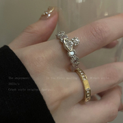 西太后同款双层锆石戒指女轻奢小众设计高级感指环时尚个性食指戒