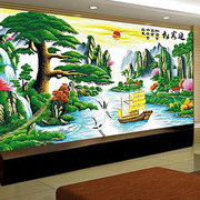十字绣迎客松针线清晰印图纸纯棉简约现代客厅沙发中国风景画大幅