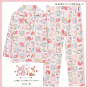 日系HelloKitty睡衣女春秋季纯棉长袖开衫可爱三丽鸥家居服冬