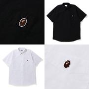  BAPE ONE POINT SHIRT 刺绣 猿人头小标 休闲尖领  短袖衬衫