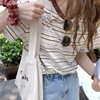 日系复古条纹短袖，t恤女夏季宽松显瘦设计感小众半袖上衣