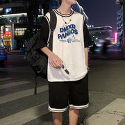 夏装青少年运动服套装男青年潮流篮球服一套初中学生帅气短袖t恤