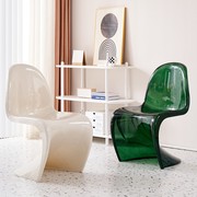 网红潘东椅白色餐椅透明塑料亚克力椅子靠背休闲洽谈椅创意化妆凳
