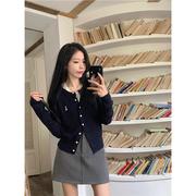 韩国大码女装薄款刺绣针织开衫外套短袖T恤灰色西装半身裙套装