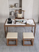 新中式阳台茶桌椅组合可移动泡茶道家用小户型实木茶几桌椅三件套