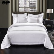 定制酒店四件套专用布草白色，棉床单被套民宿，五星级宾馆床上用品议
