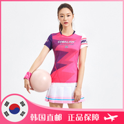 2021秋冬coralian可莱安韩国运动女款羽毛球服短袖，t恤短裙套装