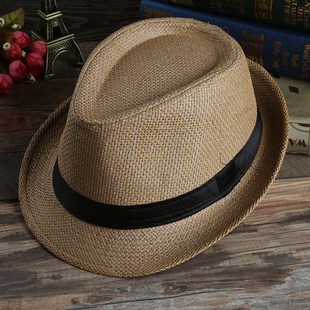 男士夏季遮阳帽草帽情侣草编，爵士帽韩版帽子女士，太阳沙滩帽亲子款