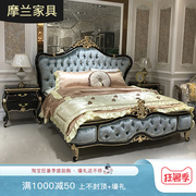 欧式布艺床新古典双人公主床卧室，1.8米婚床实木雕v花奢华大床家具