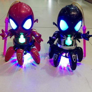 元宵中秋节儿童手提灯笼卡通塑料，跳舞蜘蛛侠钢铁，侠发光电动玩具男