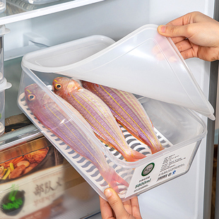 冰箱专用冷冻鱼肉保鲜盒果，蔬菜分类沥水，收纳盒厨房密封带盖冷藏盒