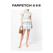 loveshackfancy女士，melina马德拉刺绣短款上衣，farfetch发发奇