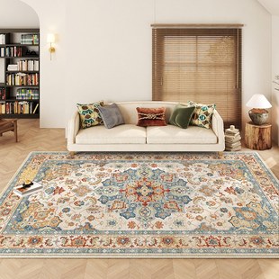 美式复古风格客厅地毯乡村沙发，茶几毯欧式轻奢高级免洗卧室床边毯