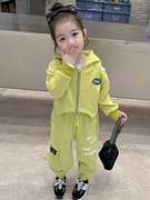 儿童2023韩版宽松春秋季女童长袖外套时髦套装女宝宝洋气秋装