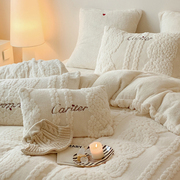 冬季超柔加厚牛奶绒保暖立体雕花绒四件套珊瑚绒床单被套床上用品