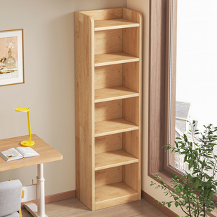 全实木书架落地置物架纯松木窄缝柜儿童家用收纳柜子客厅简易书柜