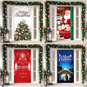 圣诞节门饰门装饰挂布节日派对场景布置背景布房间门搭配挂毯布