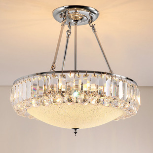 美式半吸顶灯圆形现代简约水晶灯温馨浪漫欧式房间主卧室灯具