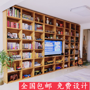 实木电视柜定制组合 全屋定制电视背景墙书架 收纳满墙客厅一体柜