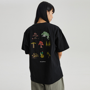 WassupHouse 植物季节图鉴印花短袖T恤男夏季美式上衣情侣装