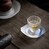 琉璃杯垫中式茶道功夫茶托，茶具配件茶托创意，隔热飘蓝黄色水晶茶碟