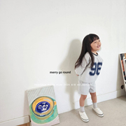Peach pie 韩国童装2024夏 女孩男儿童运动风长袖上衣短裤套装