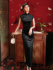黑色旗袍2023年改良复古中国风高端气质优雅长款高级感连衣裙