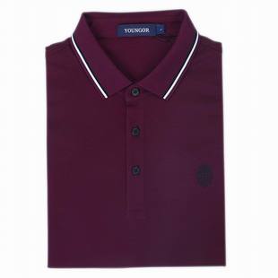 雅戈尔短袖T恤男青年纯棉丝光棉POLO衫修身纯色紫红YSCS520057KCY
