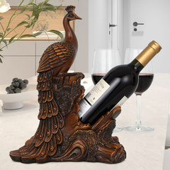 欧式田园客厅摆件孔雀红酒架创意葡萄酒瓶托架收纳餐厅酒柜装饰品