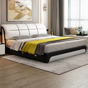 真皮床现代简约1.8主卧室，2米储物高端大气轻奢婚床实木双人布艺床