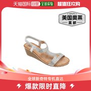 gc shoesCoretta 女式露跟 T 型坡跟凉鞋 - 银色 美国奥莱直