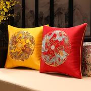中式抱枕靠垫新古典靠枕含芯中国风黄色龙刺绣大靠背家用客厅腰枕