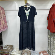 夏季贵夫质新中式女装国风假两件套裙子高级感别致雪纺连衣裙