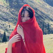 棉麻围巾女春秋薄款沙漠旅游穿搭复古红丝巾百搭护颈保暖围脖披肩