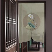 免打孔玄关卧室厨房卫生间，防水棉麻布艺，门帘隔断帘流苏厕所新中式