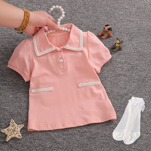 女童宝宝夏装周岁礼服婴儿公主裙polo裙生日裙子夏季洋气时髦粉色