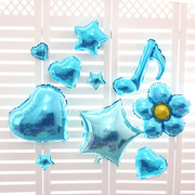 心形五角星爱心珠光蓝铝膜，气球婚礼婚庆宴会场地，儿童生日装饰气球