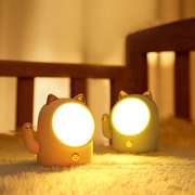 招财猫小夜灯led充电护眼卧室节能睡眠婴儿喂奶床头，夜灯开业礼物