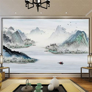 3d中式山水风景画墙纸，客厅电视背景墙壁纸，墙布8d卧室沙发定制壁画